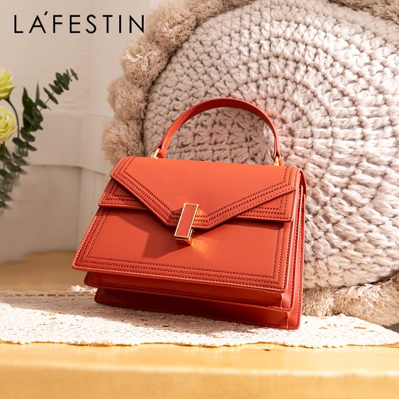 LA FESTIN 2021 New women bag Fashion split Leather Shoulder Messenger