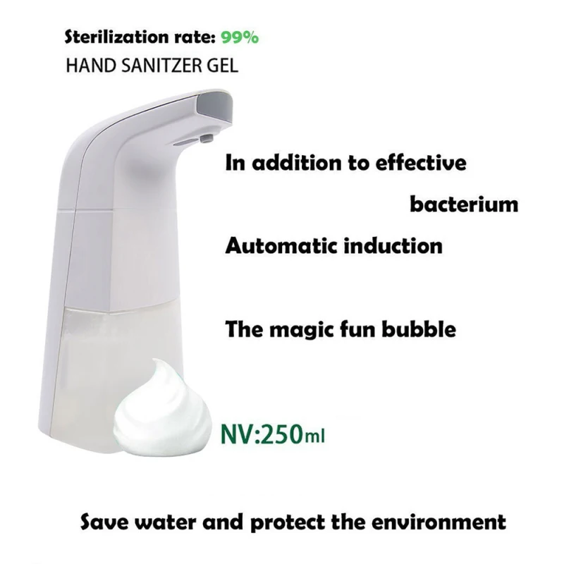 1 шт., 250 мл, автоматический дозатор жидкого мыла, диспенсер для интеллектуального бесконтактного индукционного дезинфицирующего средства, диспенсер для кухни и ванной комнаты