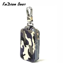 KUDIAN BEAR, камуфляжный узор, автомобильный кошелек для ключей, квадратный держатель для ключей на молнии, органайзер из искусственной кожи, брелки Porta Chave BIM017 PM49