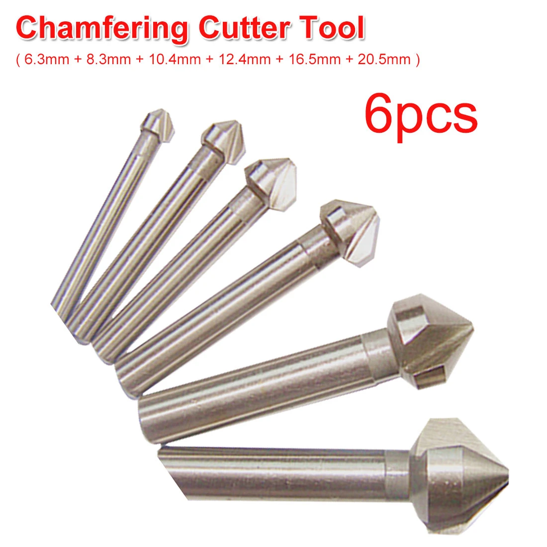 3 Flute 90° HSS Chamfering End Mill Cutter Bit Countersink Drill Bit 6pcs