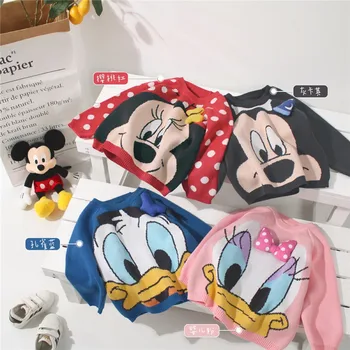 

Boys Girls Mickey Minnie Donald Duck Daisy Sweater Spring Autumn Long Sleeve Cartoon Pullover Sweatshirt Disney Children Tops