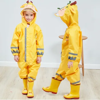 

Three-dimensional Boys' Baby Children's Conjoined Raincoat Girls' Lightweight Hooded Children Poncho Raincoat