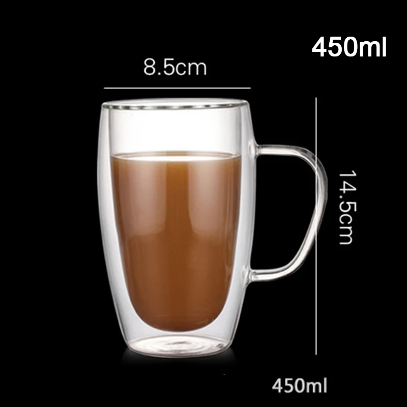 Double Wall Insulated Glasses Espresso Mugs High Temperature Resistant Thick Transparent Glass Cup OCT998