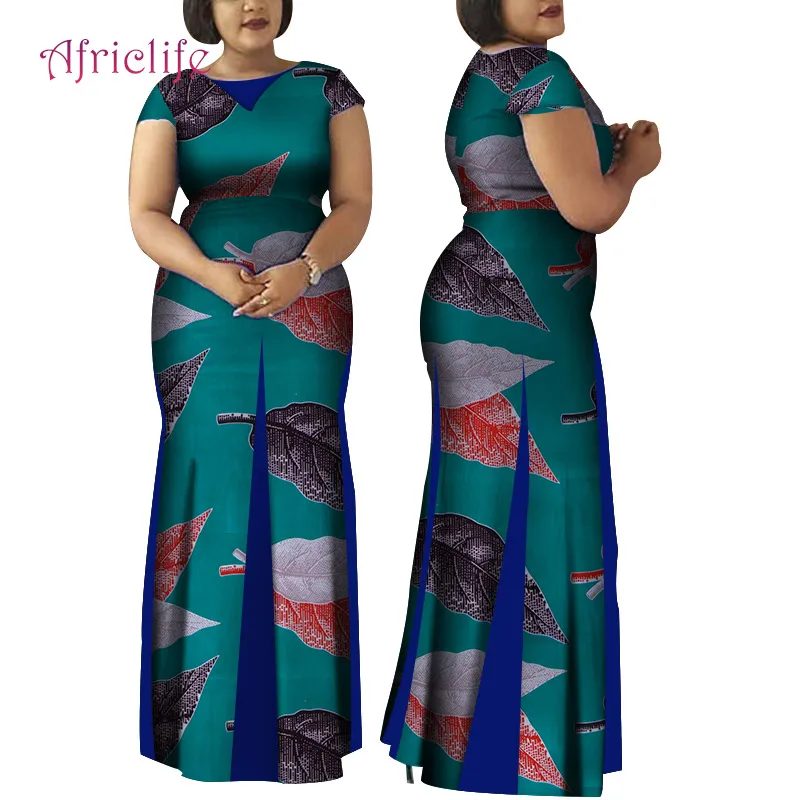 Женское Африканское платье Bazin Riche, Африканское платье, Новое поступление, женское длинное платье-Русалка из чистого хлопка, большие размеры, WY4148 - Цвет: 2