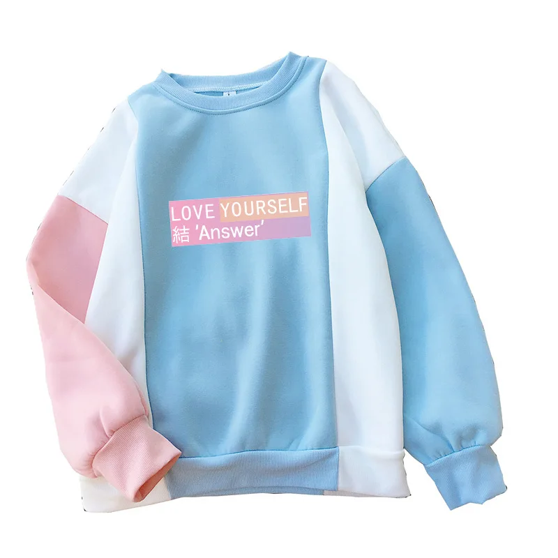 BTS альбом LOVE Yourself Knot ответ на сопутствующие товары смешанные цвета бархат толстовка женская Зимний стиль свободные топы