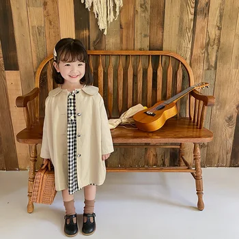 

baby girls Korean coats 2020 autumn new children mid-length lapel coat