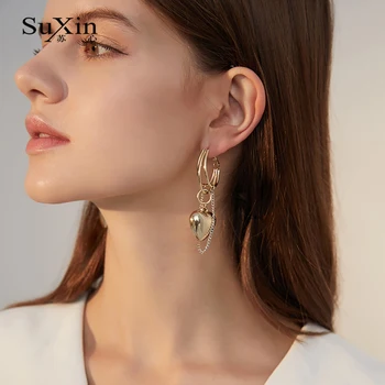 

SuXin Fashion Tassel Earrings for Women 2020 New Golden Peach Heart Pendant Women Alloy Earrings Jewelry Gift