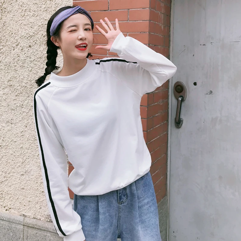 

2020 Spring Autumn Sweatshirt Korean Sweatshirts For Women Clothe Roupas Top Pulloveres O-neck Long Sleeve Print Letter Pullover