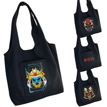 Canvas Bag Ladies Shopper Tote Bag Monster Printed Pure Cotton Side Pocket Storage Bag Travel Fashion Portable Messenger Bags