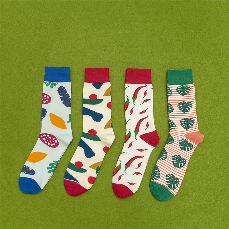 

Streetwear Socks Adult Personality Art Pattern Skateboard Socks Colorful Non-slip Casual Cotton Men Sox Breathable