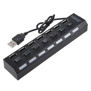 

SODIAL(R) 7-Port USB Hub with ON / OFF Switch, Black
