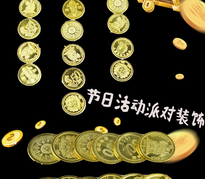 Gold Coin Props Plastic Gold Coin Game Currency Chip Coins CHILDREN'S Toy Pirate Gold Coin Filming Props Decorations
