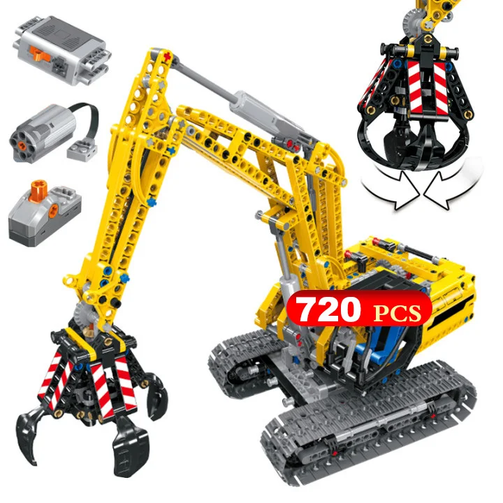 

720PCS RC Excavator Electric Track Car Technic City Building Blocks Creative DIY Bricks Toy For Children Birthday Xmas Gift