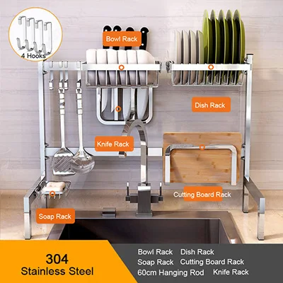 Кухонный 304 из нержавеющей стали кухонный стеллаж для сушки стока держатель для хранения тарелка Посуда Столовые приборы чашка сливной шкаф-органайзер для кухни - Цвет: 12