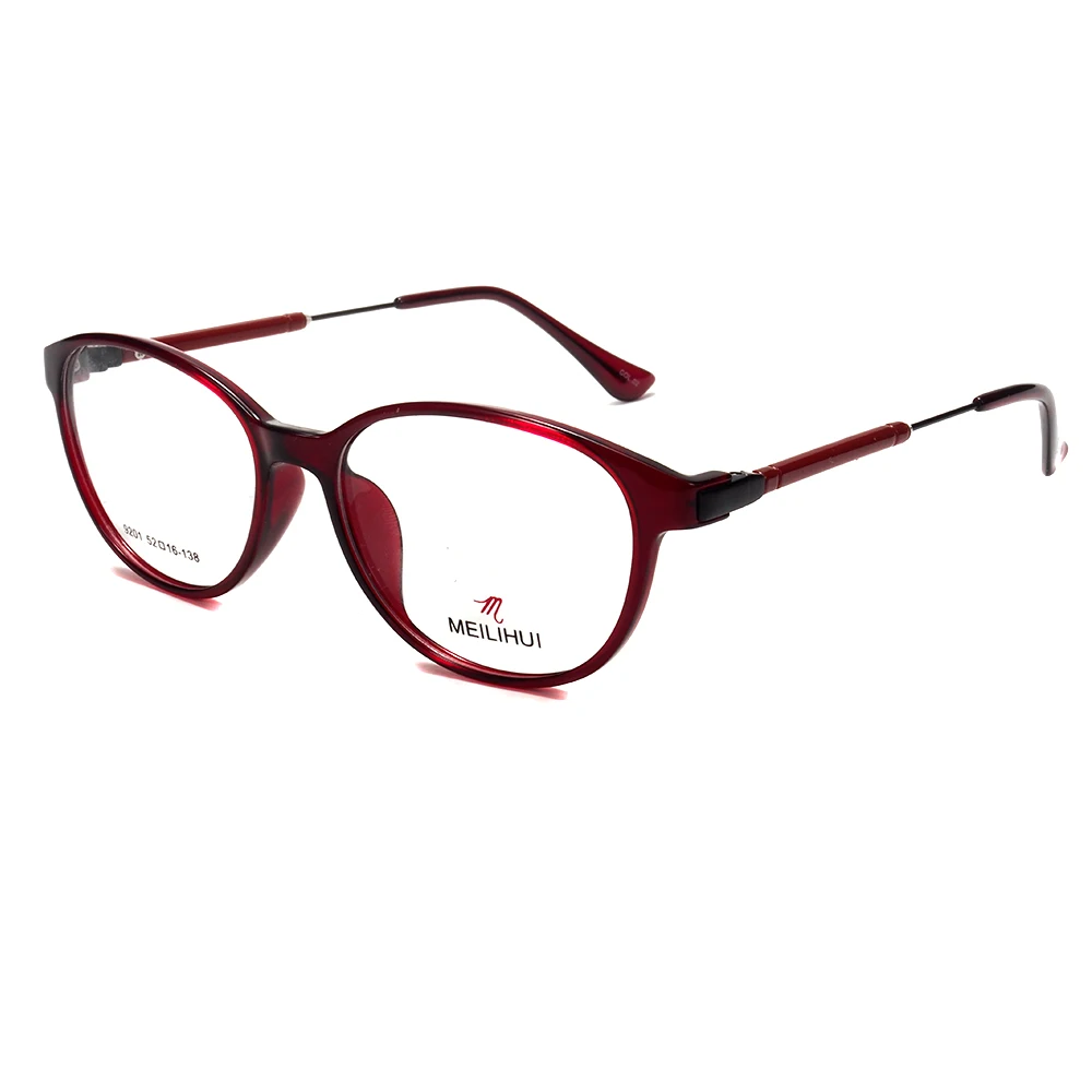 Wine red Высококачественные классические двухцветные овальные очки, полная оправа, размер 52-16-138, женские оптические очки - Цвет оправы: Wine red