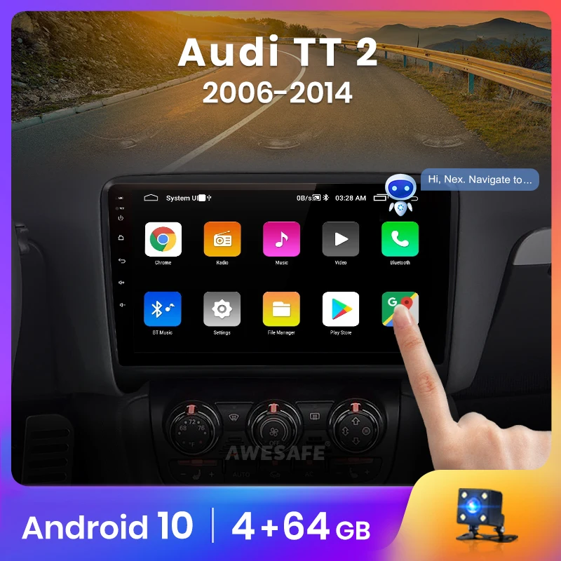 AWESAFE AI Voice 2 din Android Auto Radio for Audi TT MK2 8J 2006 - 2014 Car Multimedia GPS Track Carplay 2din dvd | Автомобили и