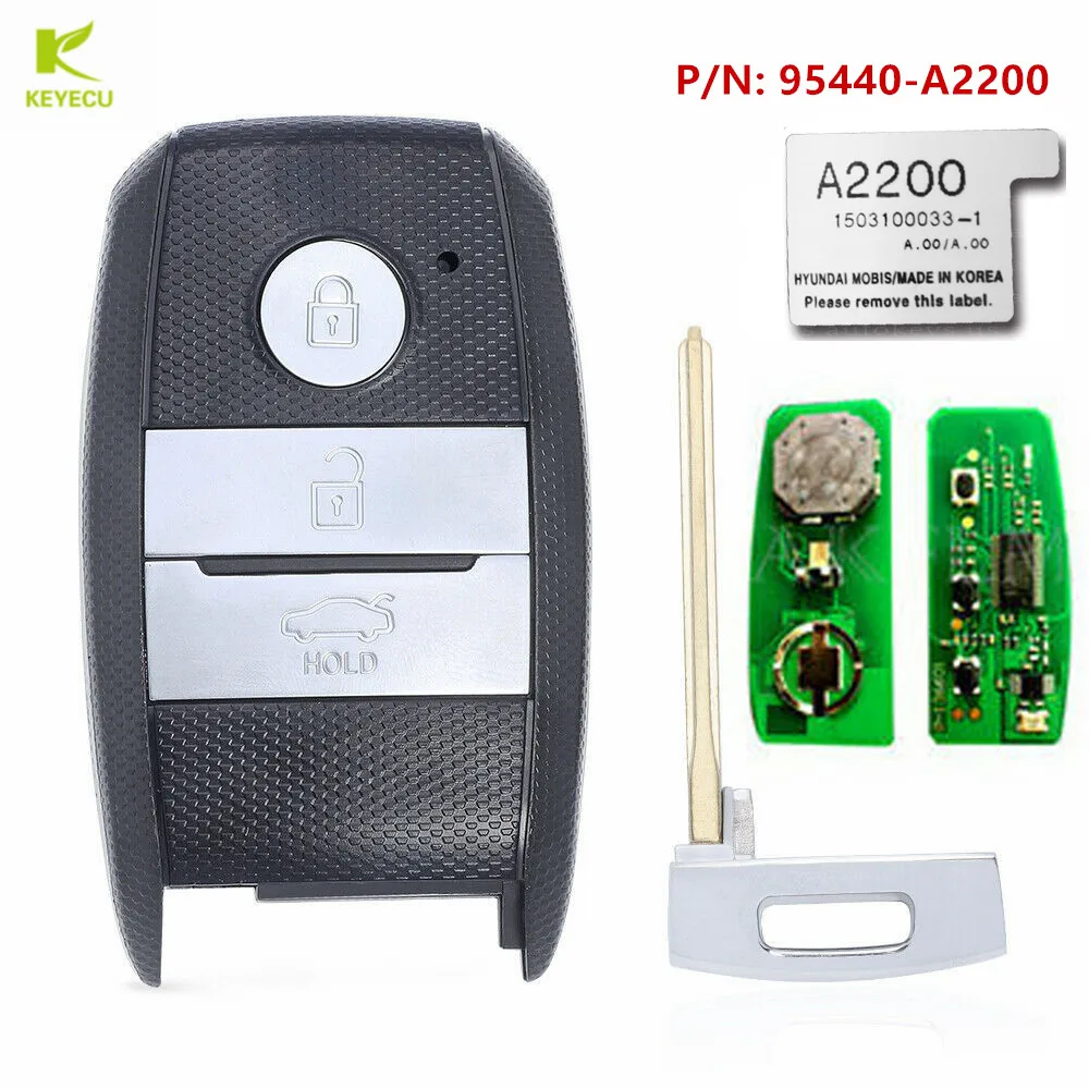 US $86.91 KEYECU KEYECU OEM Genuine Smart Remote Key 3 Button 43392MHz FSK for Kia Ceed 20152018 PN 95440A2200