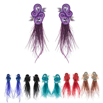 

KPacTa Fashion Strap Handmade Long Earrings National Jewelry Women's Crystal Decorative Charm Catkins Earrings Oorbellen