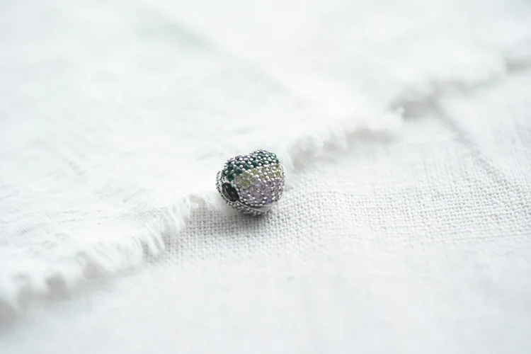 Модные серебряные бусины 925 пробы сверкающие цветные подвески с ПАВЕ, подходят для оригинальных браслетов Pandora, Женские Ювелирные изделия DIY