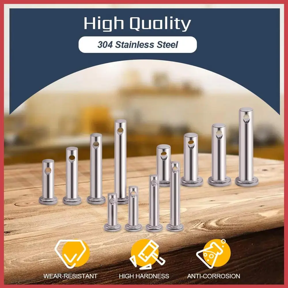 Swpeet 44Pcs Clevis Pin Assortment Kit 304 Stainless Steel M3 M4 M5 12 Type Flat Head Pin with Hole Location Pin T-Shape Round Pin with Plastic Box 