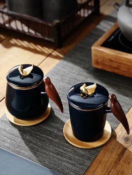 

Creative Magpie Mug with lid filter liner ceramic tea separation water cup home office gift custom