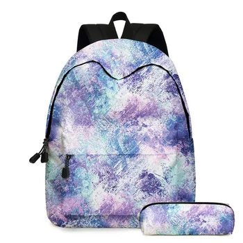 

16" The New Blooming Series Two-Piece Backpack Lightweight Student School Bag Laptop Travel Bag With Pencil Case