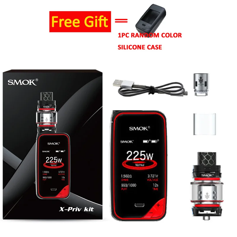 Black Red SMOK X-priv комплект с 8 мл TFV12 Prince Tank Vaporizer 225 Вт X priv Mod электронная сигарета SMOK VAPE Kit VS G-priv 2 - Цвет: Black Red