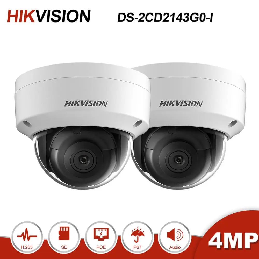 Hikvision 2 шт. DS 2CD2143G0 I 4 МП купольная POE IP камера домашняя/уличная система