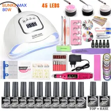 Набор для ногтей 45 Вт/54 Вт/80 Вт УФ светодиодный светильник Сушилка с 6 шт. Гель-лак для ногтей комплект гель-лаков для ногтей для маникюра Инструменты для дизайна ногтей