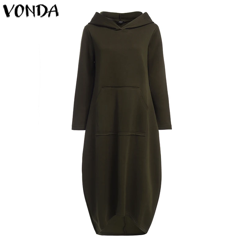 Зимнее платье VONDA для беременных; осень г.; однотонные платья с капюшоном; пляжный сарафан в богемном стиле; длинное платье для беременных; Vestidos Femme