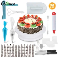 164 шт. товары для украшения торта комплект торт вращающийся проигрыватель 48 насадки для кондитерского мешка; для поставки в Россию лопатка для глазирования гладкой скребок Кондитерские мешки