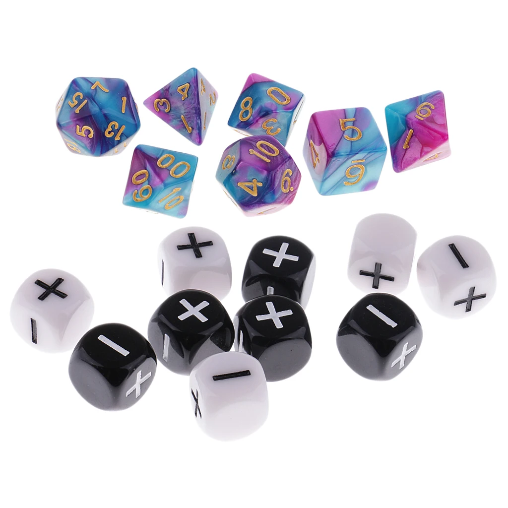 2 Set Polyhedral Dices Minus Plus Double Color 1.6cm For Dungeons&Dragons