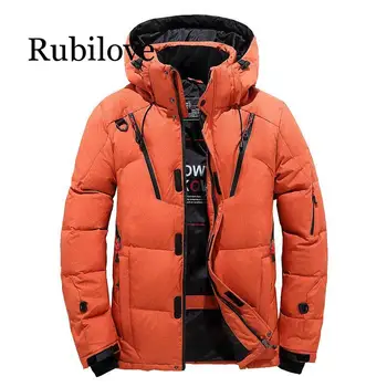 

Rubilove Thick Warm Men Winter Jacket Coat Hooded Solid Fashion Parka High Quality Windproof Casual Slim Mens Overcoat