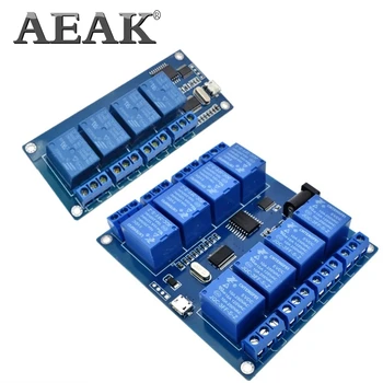 

AEAK DC 5V 10A 4 8 Channel Relay Module Micro USB Board With Indicator PC Upper Computer ICSE014A Software Control