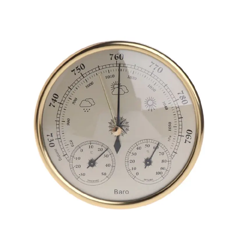 

160mm Atmospheric Pressure Temperature Hygrometer Weather Station Three-in-One Barometer Film Metal Box Barometer