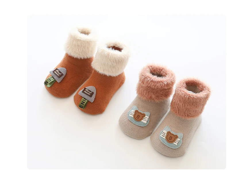 Зимние носки детские носки для мальчиков носки для новорожденных Нескользящие теплые нескользящие носки резиновые домашние тапочки 2 пары/партия