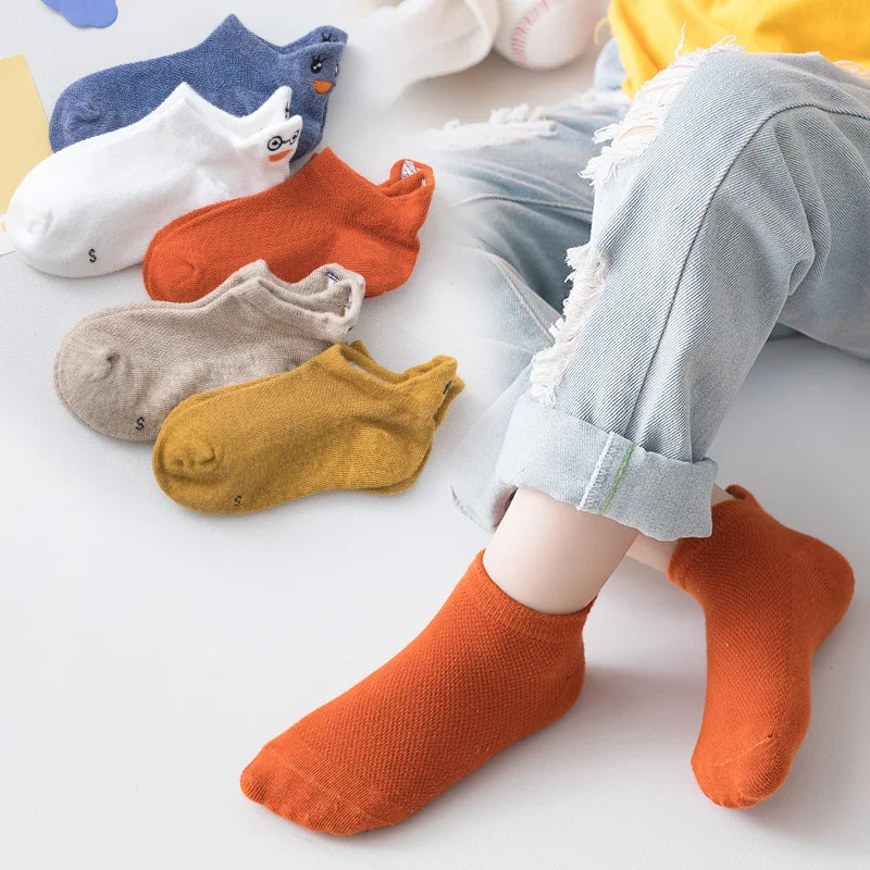 

19 Summer New Style CHILDREN'S Socks Pure Cotton Mesh Breathable Short Socks Cartoon Embroidered Men And Women Children Socks