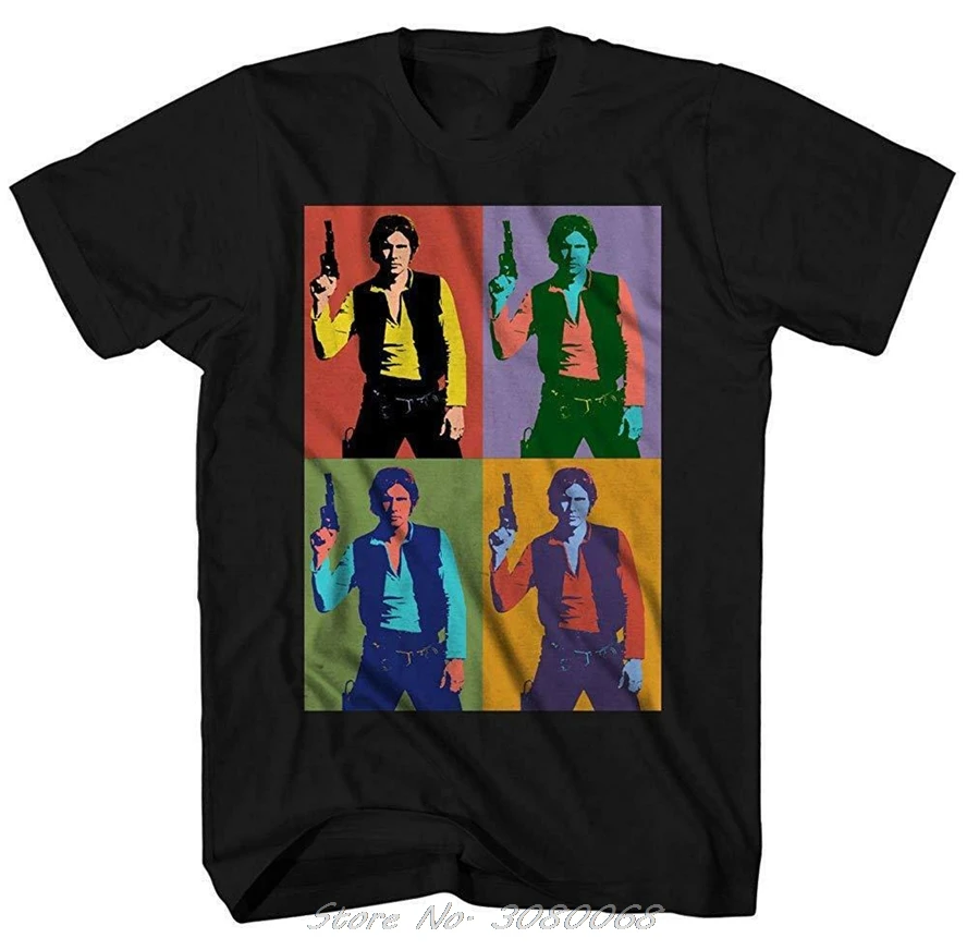 Han Solo Warhol поп-арт бластер Звездные войны Империя для взрослых Мужская графическая Футболка Мужская хлопковая футболка уличная одежда