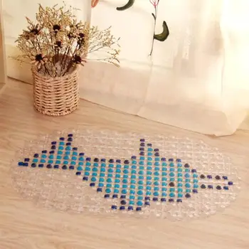 

2PCS Dolphin Pattern Bathroom Anti-Skid Mat Suction Cup Floor Mat Ground Mat PVC Rugs