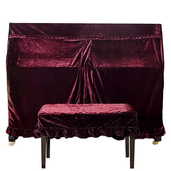 

Practical Durable With Bench Cover Home Soft Velvet Piano Cover Decorated Dust-Proof Anti-scratch Macrame Protective Beautiful