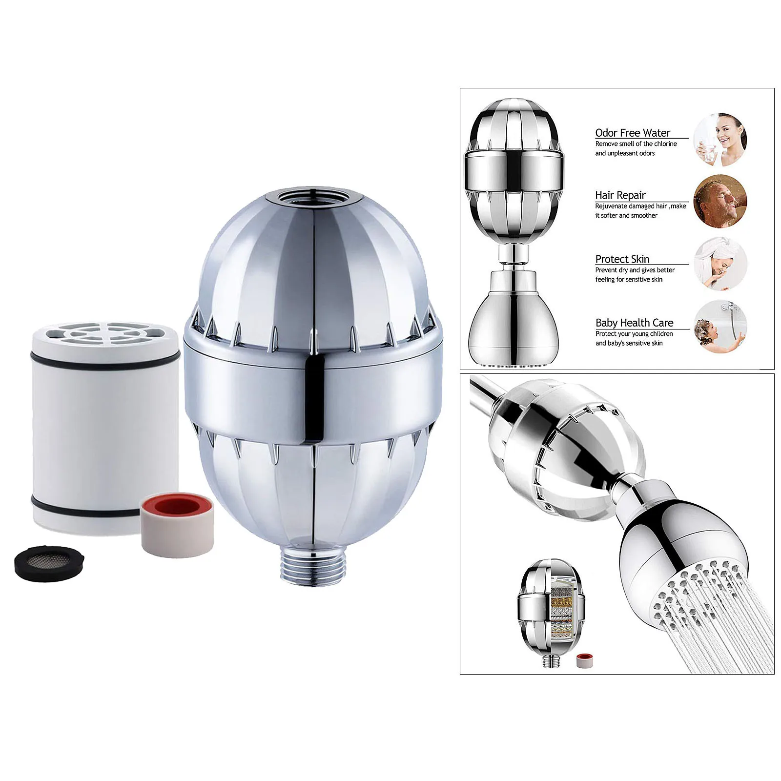 15-Stages Shower Head Filter Purifier Softener Water Chlorine Removal Filter 15-Stages Shower Head Filter Purifier Softener Water Chlorine Removal Filter