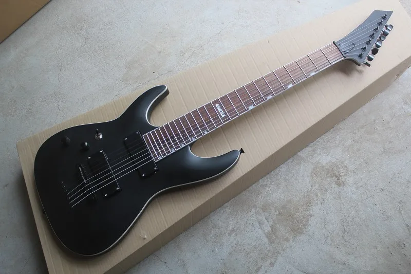 Высококачественный цельный набор шеи 7 Струны, левосторонняя mh-417 черная электрическая гитара