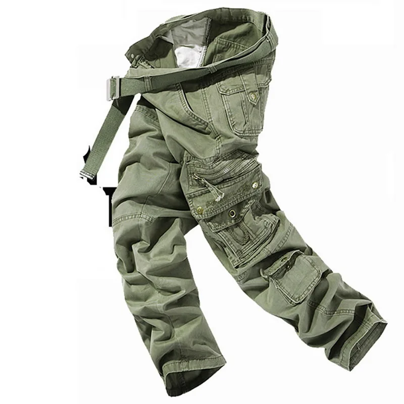 Высокое качество Мужские Брюки Карго повседневные свободные мульти карманы военные брюки длинные брюки для мужчин камуфляж джоггеры размера плюс