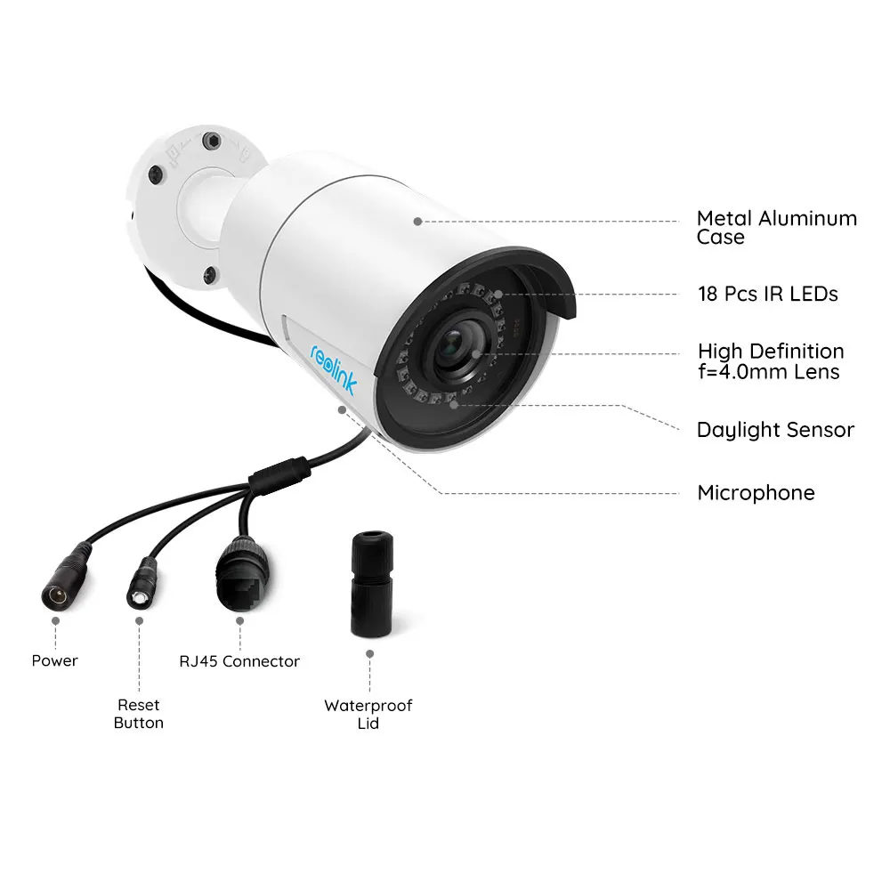 Reolink PoE ip-камера 4MP наружная аудио камера ночного видения Удаленный просмотр P2P Bullet Камера Безопасности B400 работает только с Reolink PoE NVR
