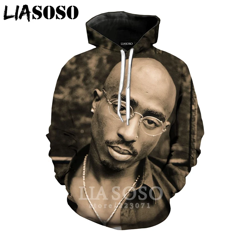 2Pac толстовки LIASOSO забавные для мужчин и женщин Аниме Толстовка 3D принт рэпер с длинным рукавом хип хоп Уличная Топ пуловер с круглым вырезом A295-15 - Цвет: 13