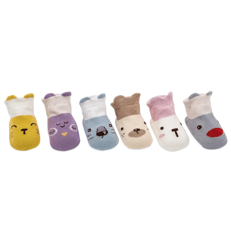 3 Pairs/lot Baby Socks Breathable Low Top Cartoon Animal Printed Cotton Two-color Non-slip Baby Newborn Socks Floor Socks
