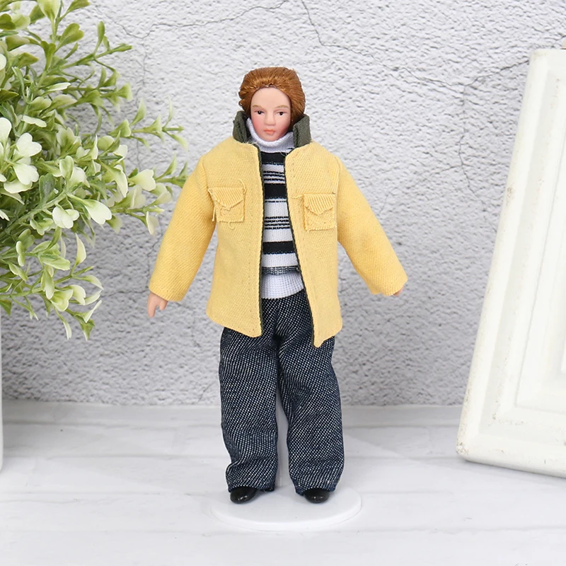 Action Figures Toys Mini Figure Toys Mini Dolls Toys 1/12 Dollhouse Miniature Porcelain Doll People Model Beautiful Youth Boy Girl Decor Doll House Toy
