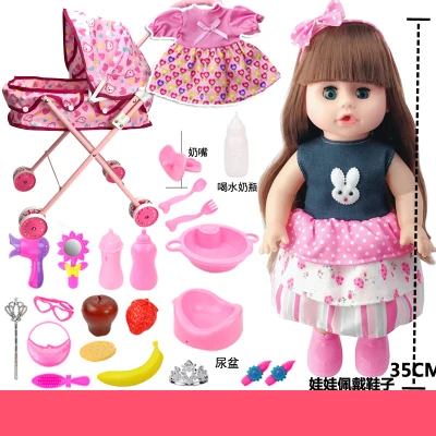 Poupee Reborn Avec Poussette Jouet Fille Qui Parle Alimentation Clignotante Pipi Nouveau Ne Vraie Poupee Chariot Pliable Poupees G Aliexpress
