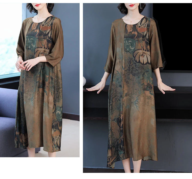 Women summer Dress High Quality Casual Vintage Long Dresses Femme Elegant O-Neck Loose Party Robe Dress Plus size 6XL