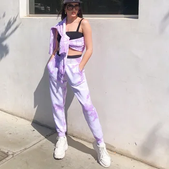 

NCLAGEN Rainbow Color Tie Dye Casual Pants Women Streetwear Leisure Trousers 2020 Joggers Sweatpants Harem Pant Woman Capris